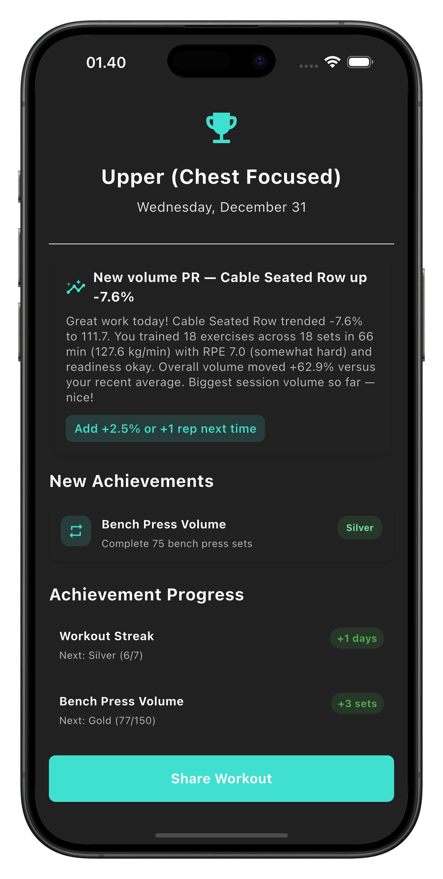 Workout summary share in BuildX
