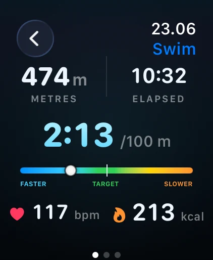 Recording a pool swim on Apple Watch